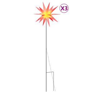 vidaXL Jouluvalot maapiikeill&auml; 3 kpl LED-valoilla taitettava pun 57 cm