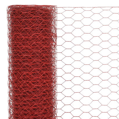 vidaXL Kanaverkko teräs PVC pinnoitteella 25x1,2 m punainen
