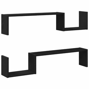 vidaXL Sein&auml;hylly 2 pcs Musta tammi. 100 x 15 x 20 cm Tekninen puu