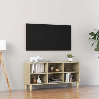 vidaXL TV-taso täyspuiset jalat Sonoma-tammi 103,5x30x50 cm