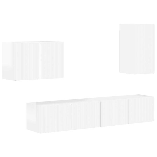 vidaXL TV-sein&auml;kaappi setti 4 pcs Korkean kiillon valkoinen