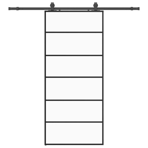 vidaXL Liukuovi asennustarvikkeilla musta 90x205 cm ESG lasi