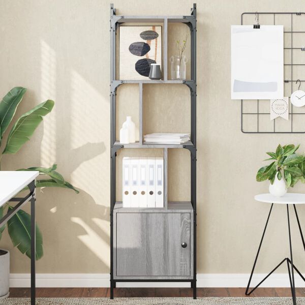 vidaXL Kirjahylly ovella harmaa Sonoma 44,5x30x154,5 cm tekninen puu