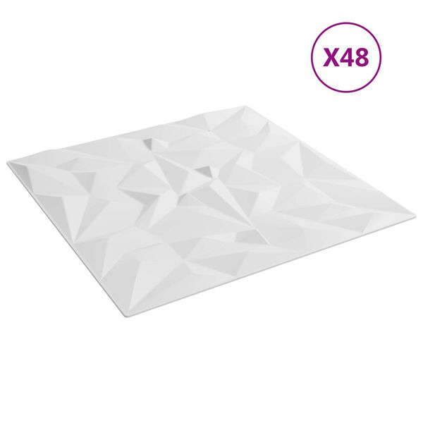 vidaXL Sein&auml;paneelit 48 pcs Valkoinen 50 x 50 cm XPS Vaahdon