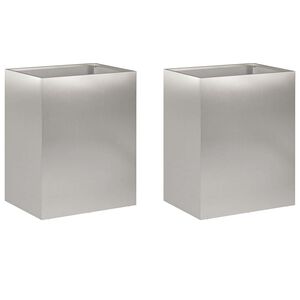 vidaXL Puutarha ruukku 2 kpl Hopea 40 x 30 x 40 cm Ruostumaton ter&auml;s