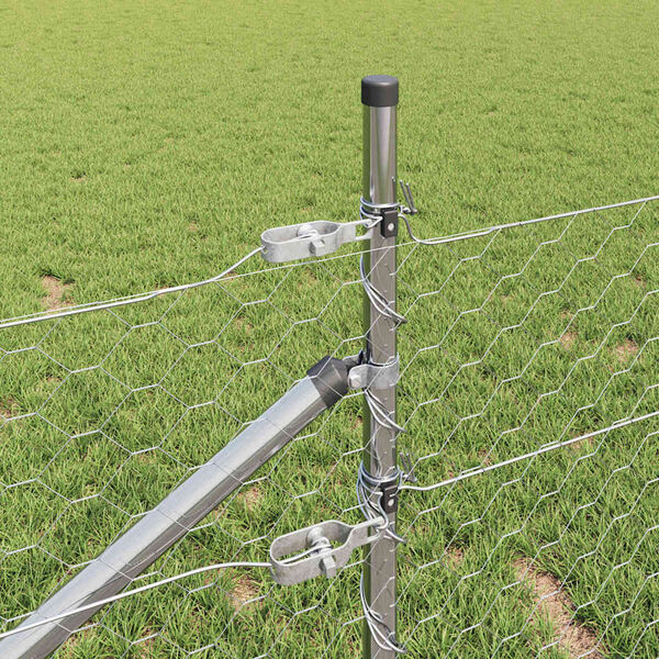 vidaXL Aita paalujen kanssa Hopea 0.5 x 50 m