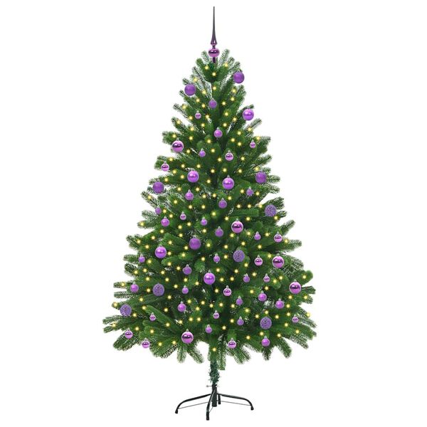 vidaXL Joulukuusi 300 LED-valoilla jalustalla Vihre&auml; 180 cm PE