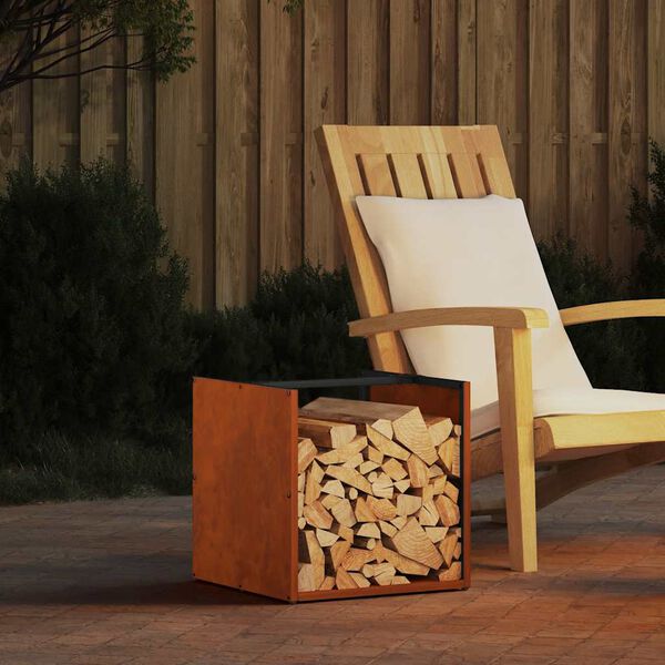 vidaXL Polttopuuteline 40x40x40 cm S&auml;&auml;nkest&auml;v&auml; ter&auml;s