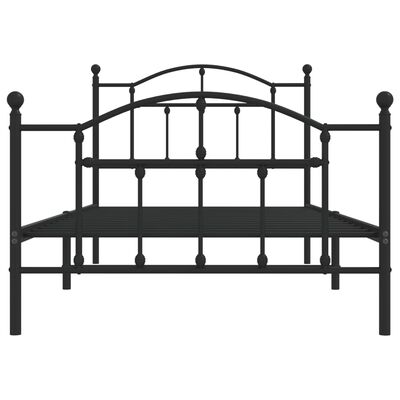 vidaXL Metallinen sängynrunko päädyillä musta 100x190 cm
