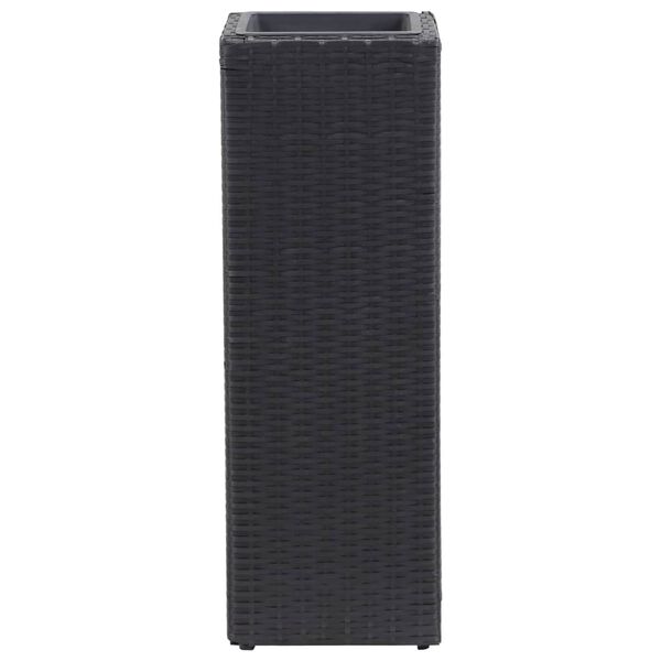 vidaXL Korotettu kukkalaatikko 28x28x80 cm polyrottinki musta