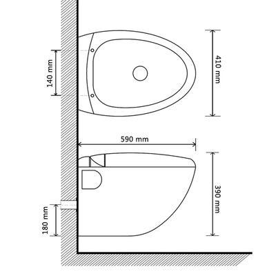 Uusi Seinään Asennettava WC Musta Munanmuotoinen