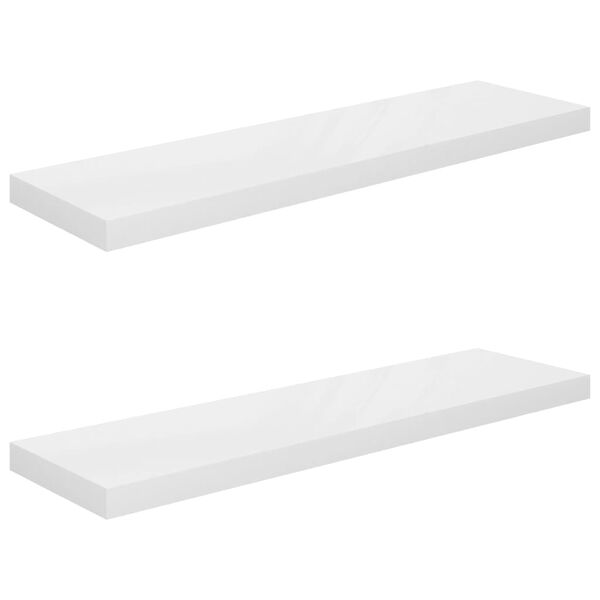 vidaXL Kelluvat seinähyllyt 2kpl korkeakiilto valk. 90x23,5x3,8 cm MDF