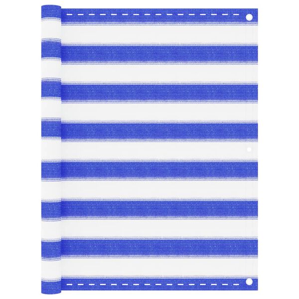 vidaXL Parvekkeen suoja sininen ja valkoinen 90x600 cm HDPE