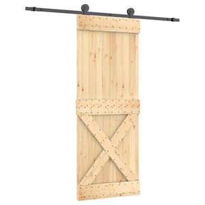 vidaXL Liukuovi 80 x 210 cm Massiivinen m&auml;nty (k&auml;sittelem&auml;t&ouml;n)