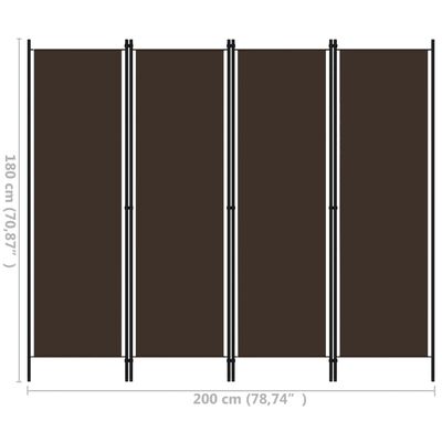 vidaXL 4-paneelinen tilanjakaja ruskea 200x180 cm
