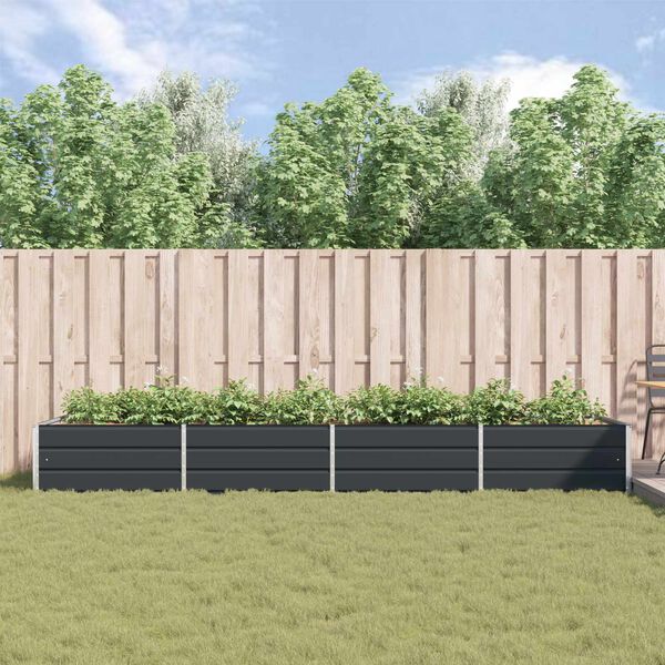 vidaXL Kukkalaatikko Antrasiitti 195 x 100 x 45 cm Galvanoitu ter&auml;s