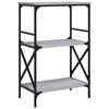 vidaXL Kirjahylly 3 kerrosta harmaa Sonoma 59x35x90,5 cm tekninen puu