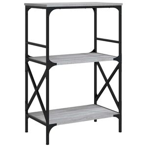 vidaXL Kirjahylly 3 kerrosta harmaa Sonoma 59x35x90,5 cm tekninen puu