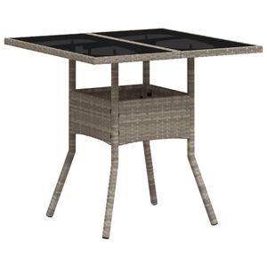 vidaXL Puutarhap&ouml;yt&auml; lasip&ouml;yt&auml;levy v.harmaa 80x80x75 cm polyrottinki