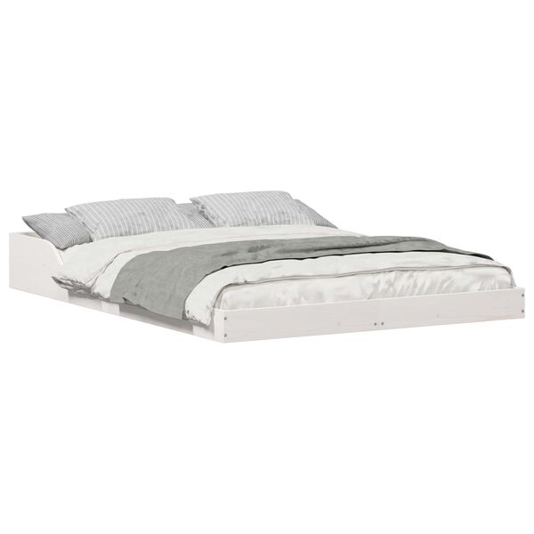 vidaXL Sängyn runko Valkoinen 120 x 200 cm Massiivinen mänty