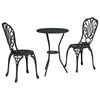 vidaXL Puutarhan Bistro Set 3 pcs Musta Alumiini