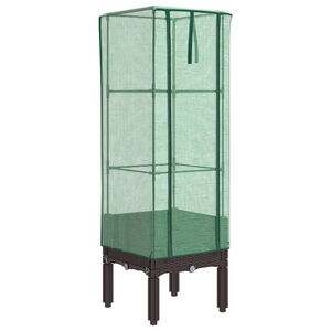 vidaXL Kukkalaatikko kasvihuonepeitteell&auml; rottinkityyli 40x40x140 cm