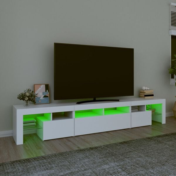 vidaXL TV-taso LED-valoilla valkoinen 230x36,5x40 cm