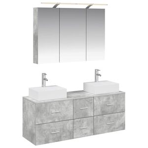 vidaXL Kylpyhuonekalustesetti 4 pcs Betoninharmaa Tekninen puu ja lasi