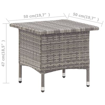 vidaXL Teepöytä 50x50x47 cm polyrottinki harmaa