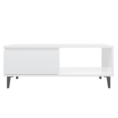 vidaXL Sohvapöytä korkeakiilto valkoinen 90x60x42 cm lastulevy