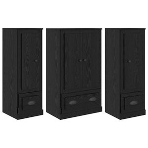 vidaXL Korkea kaappi 3 kpl Musta tammi. 132 x 35,5 x 103,5 cm