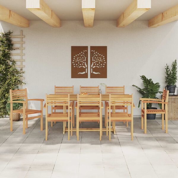 vidaXL Piharuokailu setti 9 pcs Ruskea Tiikkipuu