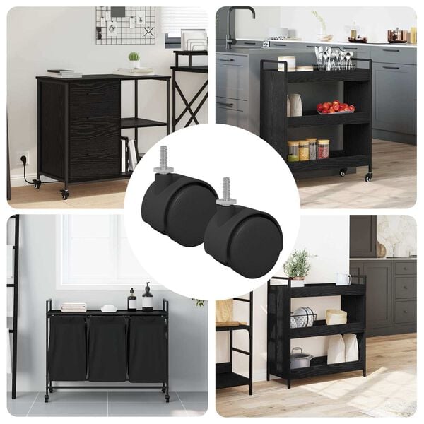 vidaXL Py&ouml;r&auml;t 2 pcs Musta 40,1 x 40,1 x 37,8 mm PP ja rauta