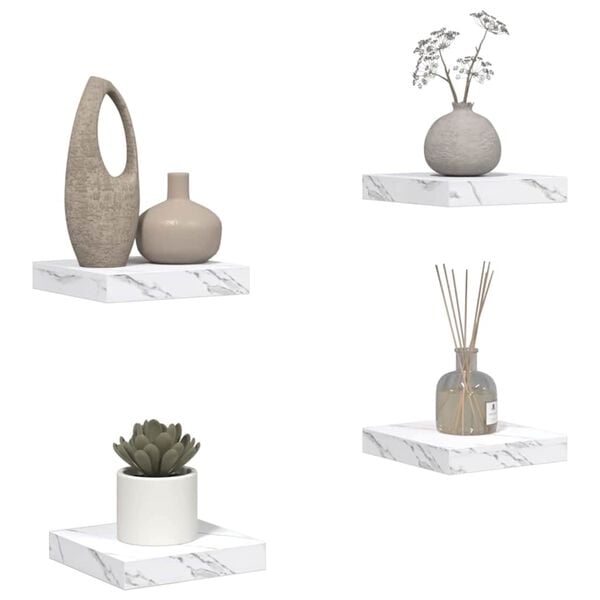 vidaXL Sein&auml;hylly 4 pcs Valkoinen marmori 23 x 23,5 x 4 cm