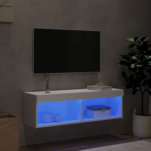 vidaXL TV-taso LED-valoilla valkoinen 100x30x30 cm