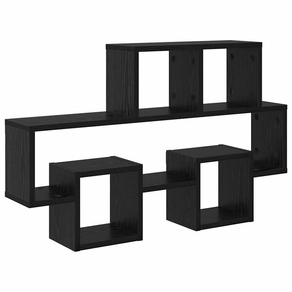 vidaXL Seinähylly hyllyllä Musta tammi 82 x 15 x 51 cm Tekninen puu