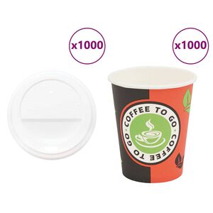 vidaXL Paperiset kahvikupit kansilla 1000 kpl 8oz 240ml