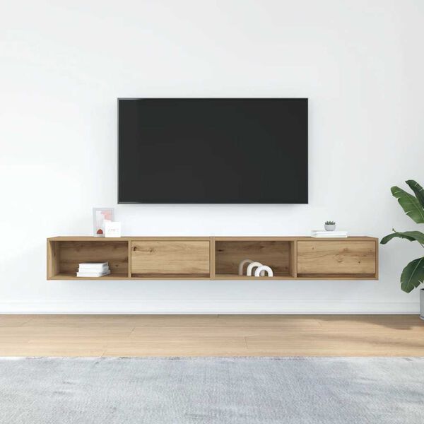 vidaXL TV-sein&auml;kaapit 2 kpl 100x31x25,5 cm tekninen puu