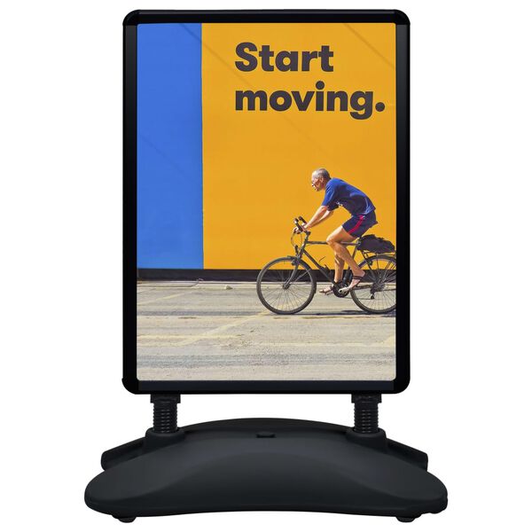vidaXL A1 Julisteteline vedell&auml; t&auml;ytett&auml;v&auml; jalusta musta alumiiniseos