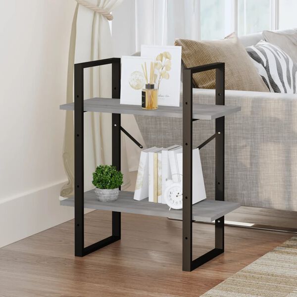 vidaXL 2-kerroksinen Kirjahylly harmaa Sonoma 60x30x70 cm tekninen puu