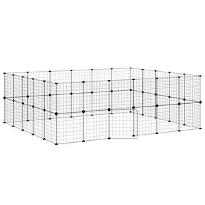 vidaXL 44-paneelinen lemmikkih&auml;kki ovella musta 210x175x70 cm ter&auml;s
