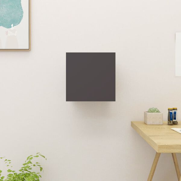 vidaXL Sein&auml;kiinnitett&auml;v&auml; TV-taso korkeakiillto harmaa 30,5x30x30cm