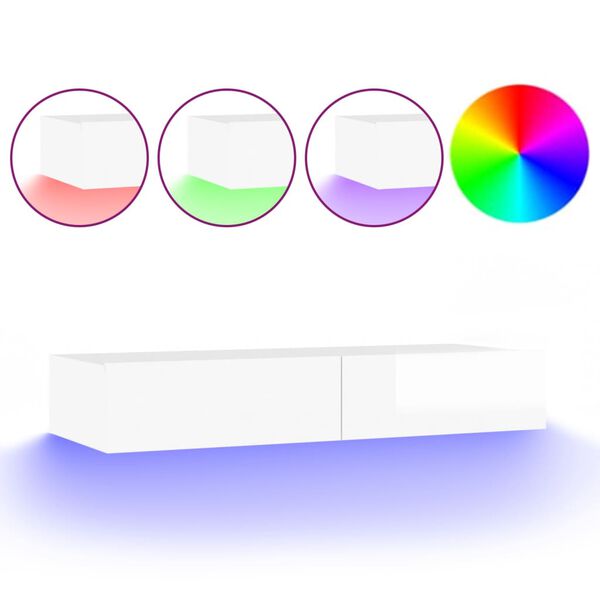 vidaXL TV-taso LED-valoilla korkeakiilto valkoinen 90x35x15,5