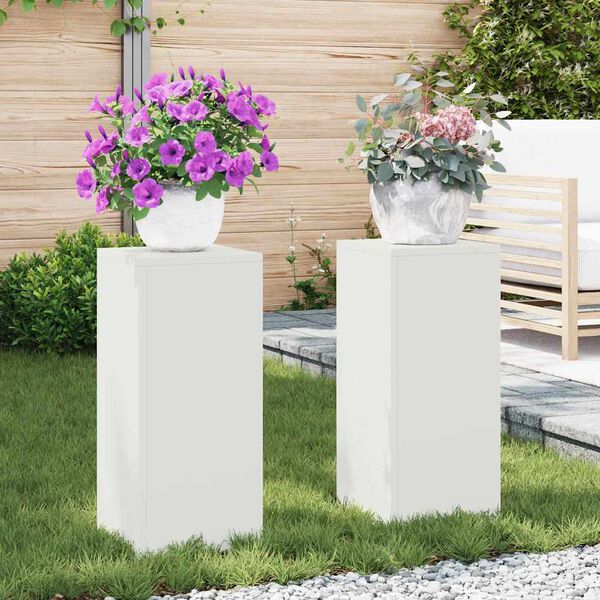 vidaXL Kasviteline 2 pcs Valkoinen 24 x 24 x 55 cm Ter&auml;s