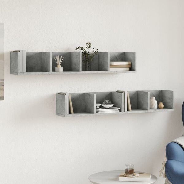 vidaXL Sein&auml;kaapit 2 kpl betoninharmaa 99x18x16,5 cm tekninen puu