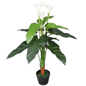 vidaXL Tekokukka ruukulla huonevehka/kalla 85 cm valkoinen