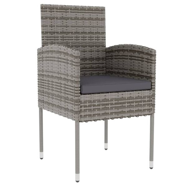 vidaXL 3-osainen Puutarhan ruokailuryhmä polyrottinki antrasiitti