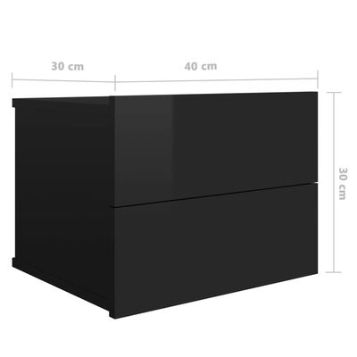 vidaXL Yöpöytä korkeakiilto musta 40x30x30 cm lastulevy
