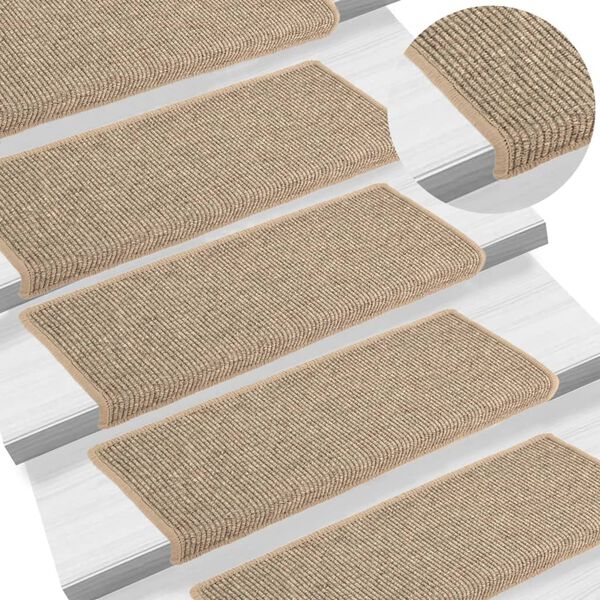 vidaXL Porrasmatot 15 kpl 65x21x4 cm tummanbeige suorakaiteen muotoinen reuna