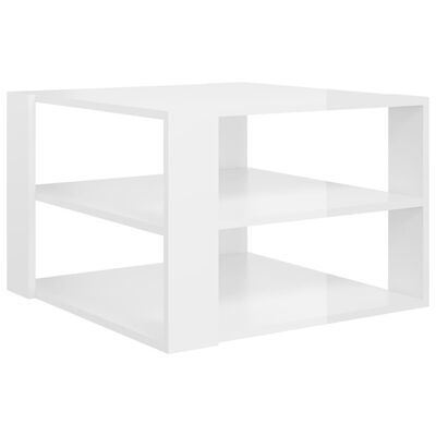 vidaXL Sohvapöytä korkeakiilto valkoinen 60x60x40 cm lastulevy